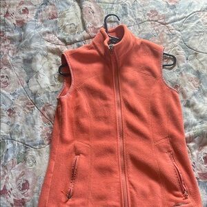 Eddie Bauer Orange Fleece Vest High Collar
